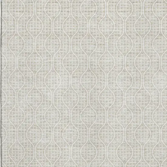 Beige And Ivory Geometric Washable Area Rug With UV Protection Photo 2