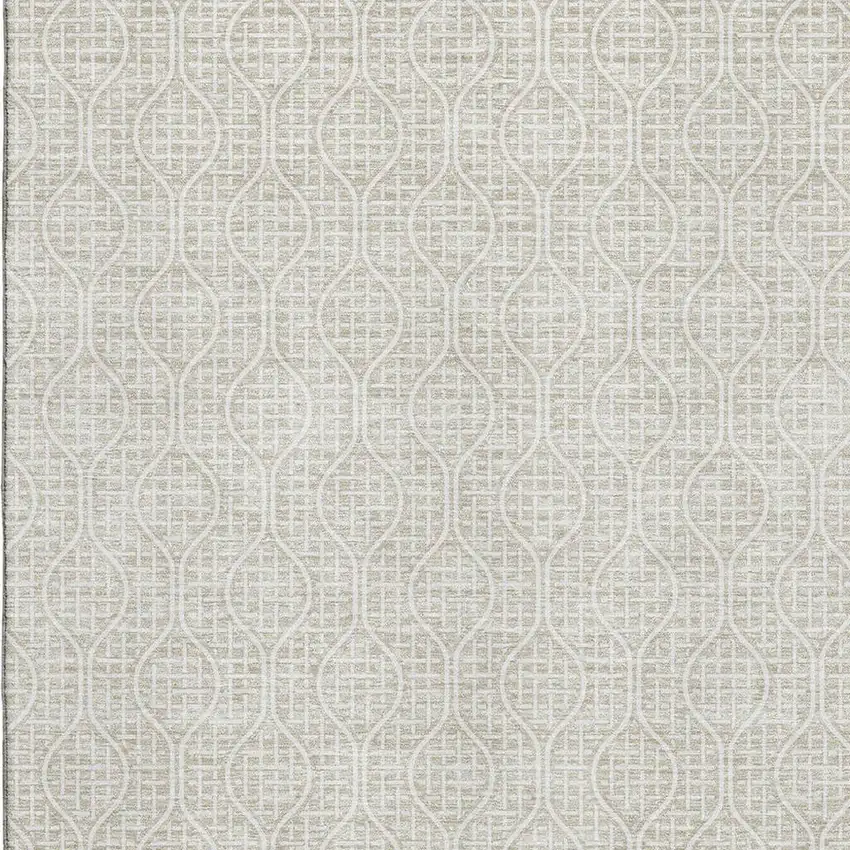 Beige And Ivory Geometric Washable Area Rug With UV Protection Photo 2