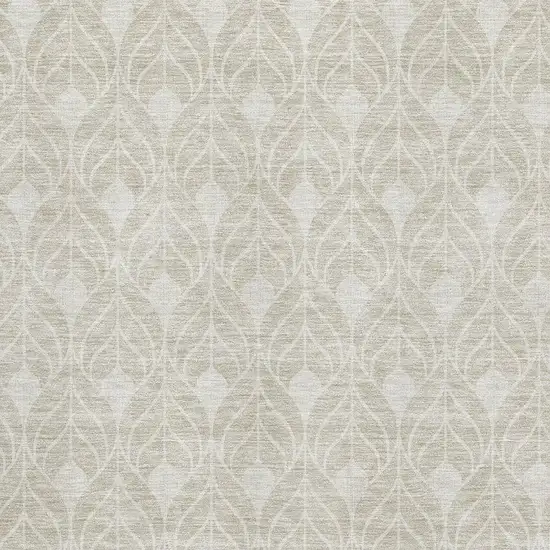 Beige And Ivory Geometric Washable Area Rug With UV Protection Photo 2