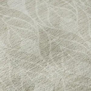 Photo of Beige And Ivory Geometric Washable Area Rug With UV Protection