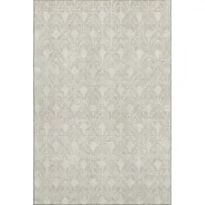 Photo of Beige And Ivory Geometric Washable Area Rug With UV Protection