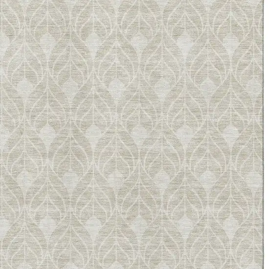 Beige And Ivory Geometric Washable Area Rug With UV Protection Photo 2