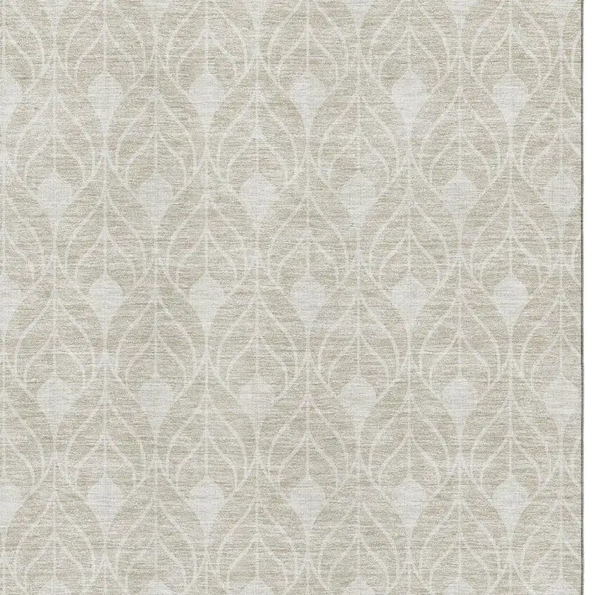 Beige And Ivory Geometric Washable Area Rug With UV Protection Photo 2