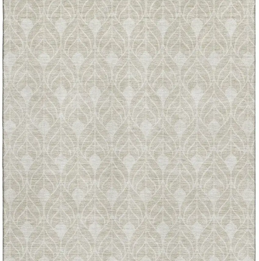 Beige And Ivory Geometric Washable Area Rug With UV Protection Photo 3