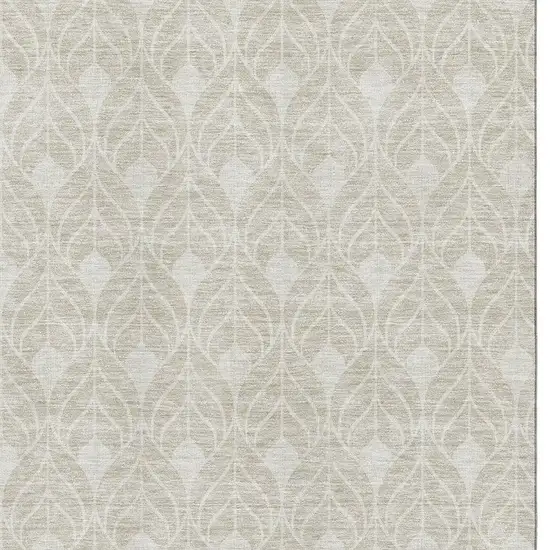 Beige And Ivory Geometric Washable Area Rug With UV Protection Photo 2