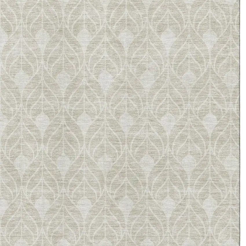 Beige And Ivory Geometric Washable Area Rug With UV Protection Photo 2