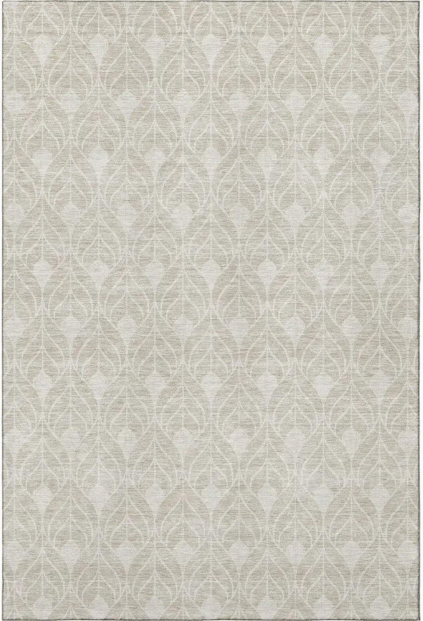 Beige And Ivory Geometric Washable Area Rug With UV Protection Photo 3