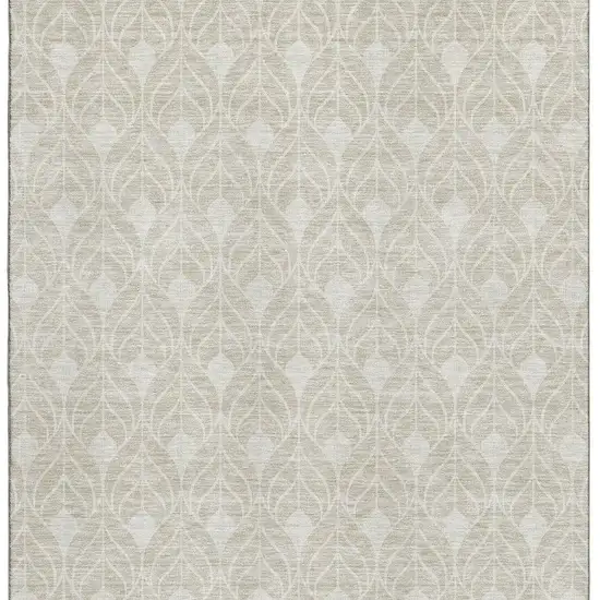 Beige And Ivory Geometric Washable Area Rug With UV Protection Photo 2