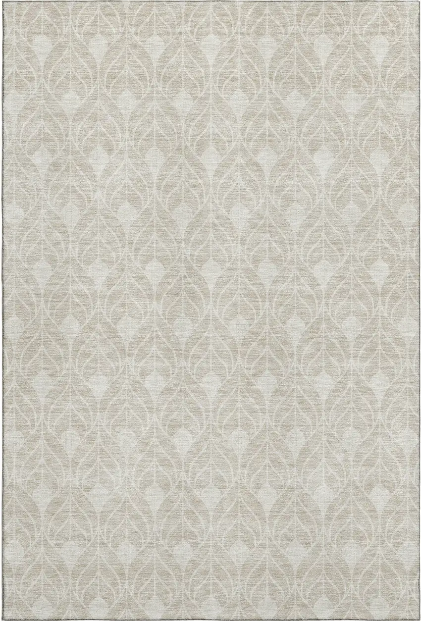 Beige And Ivory Geometric Washable Area Rug With UV Protection Photo 1