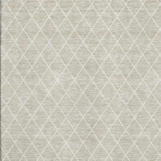 Beige And Ivory Geometric Washable Area Rug With UV Protection Photo 2