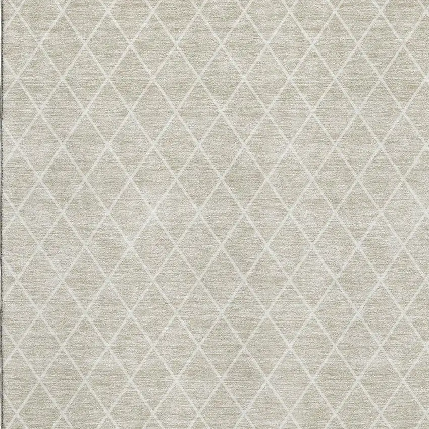 Beige And Ivory Geometric Washable Area Rug With UV Protection Photo 2