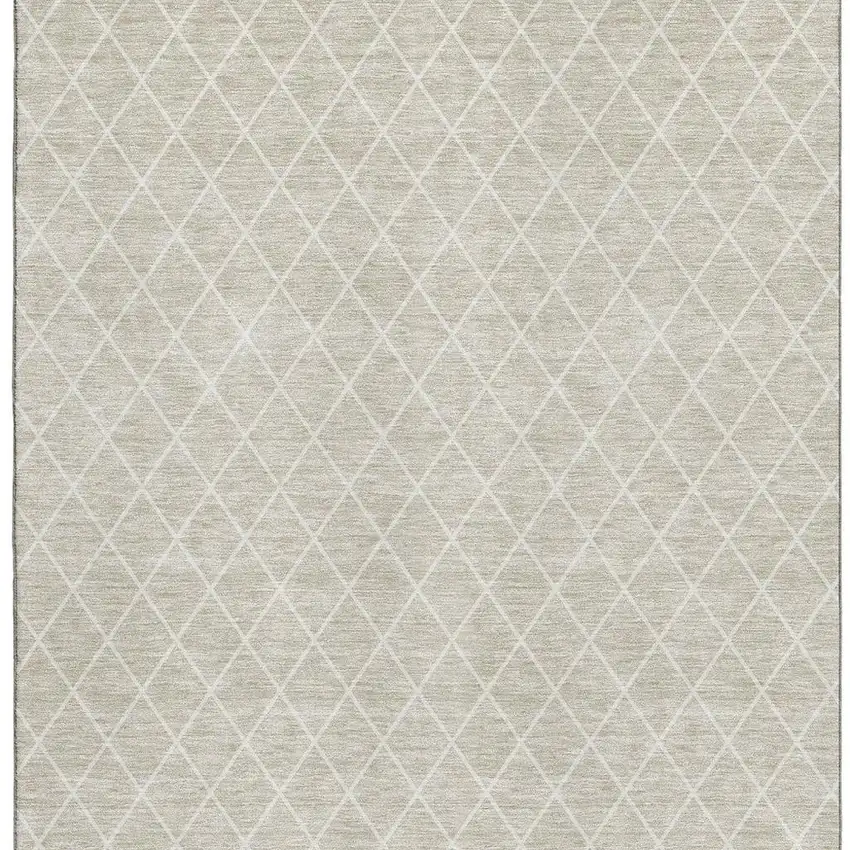 Beige And Ivory Geometric Washable Area Rug With UV Protection Photo 3