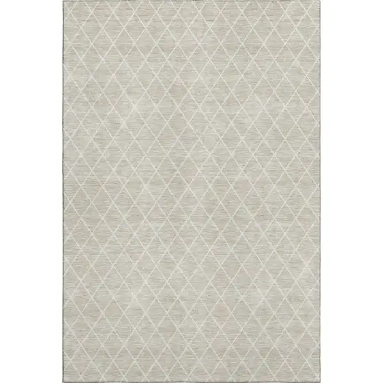 Beige And Ivory Geometric Washable Area Rug With UV Protection Photo 1