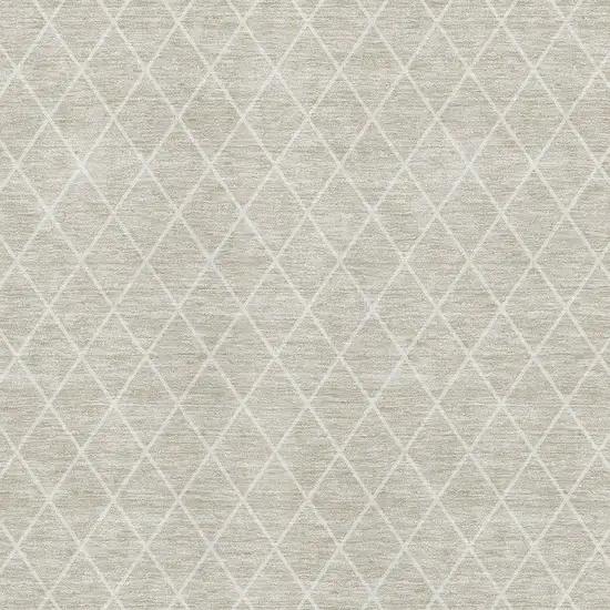 Beige And Ivory Geometric Washable Area Rug With UV Protection Photo 2