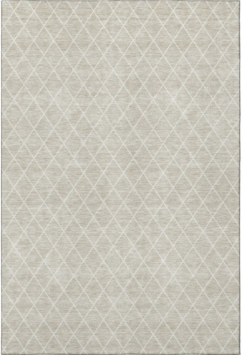 Beige And Ivory Geometric Washable Area Rug With UV Protection Photo 2