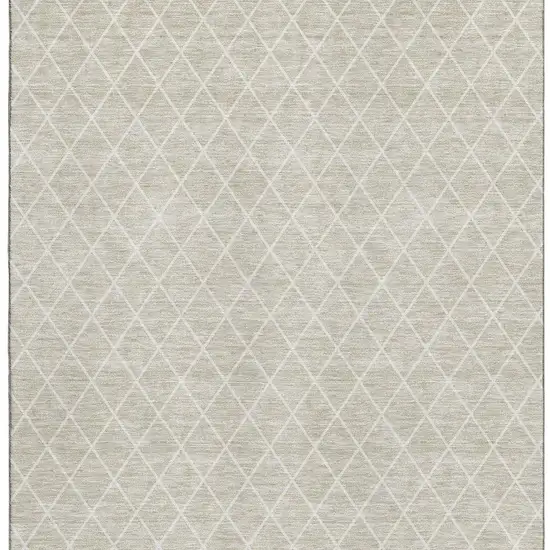 Beige And Ivory Geometric Washable Area Rug With UV Protection Photo 3