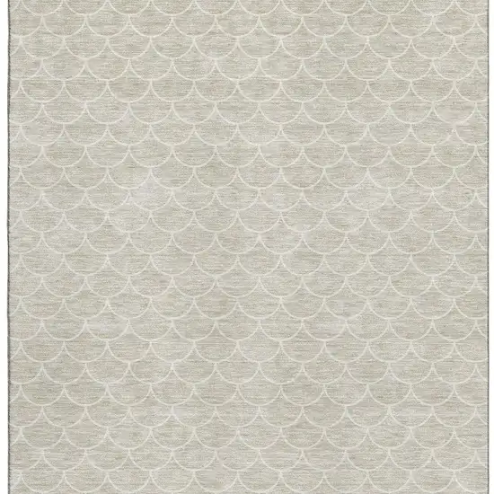 Beige And Ivory Geometric Washable Area Rug With UV Protection Photo 3