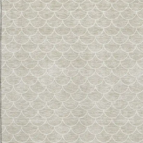 Beige And Ivory Geometric Washable Area Rug With UV Protection Photo 2