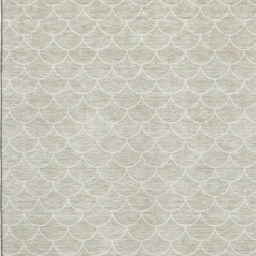 Beige And Ivory Geometric Washable Area Rug With UV Protection Photo 2