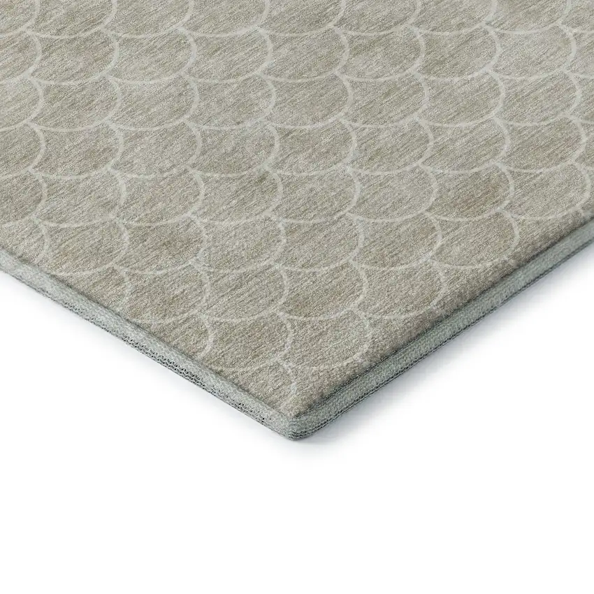 Beige And Ivory Geometric Washable Area Rug With UV Protection Photo 7