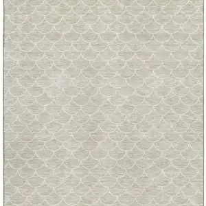 Photo of Beige And Ivory Geometric Washable Area Rug With UV Protection