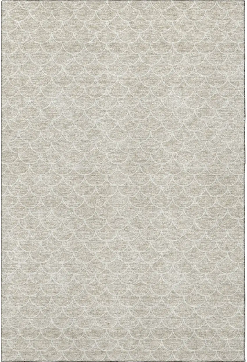 Beige And Ivory Geometric Washable Area Rug With UV Protection Photo 3