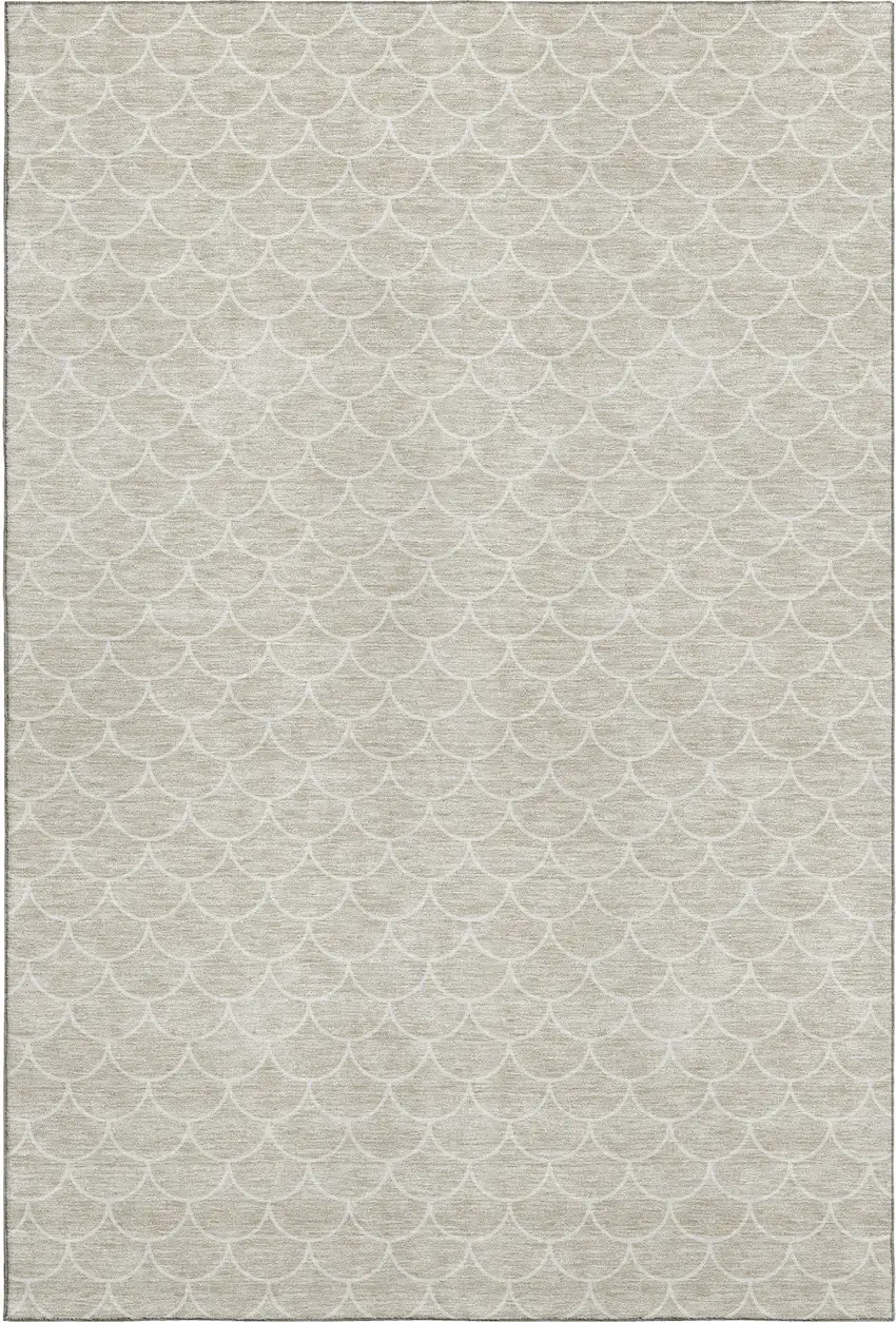 Beige And Ivory Geometric Washable Area Rug With UV Protection Photo 1