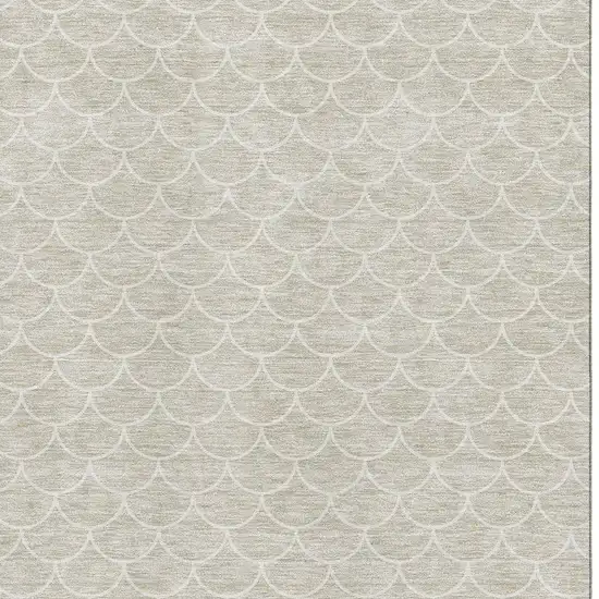 Beige And Ivory Geometric Washable Area Rug With UV Protection Photo 2