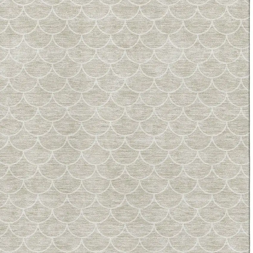 Beige And Ivory Geometric Washable Area Rug With UV Protection Photo 2