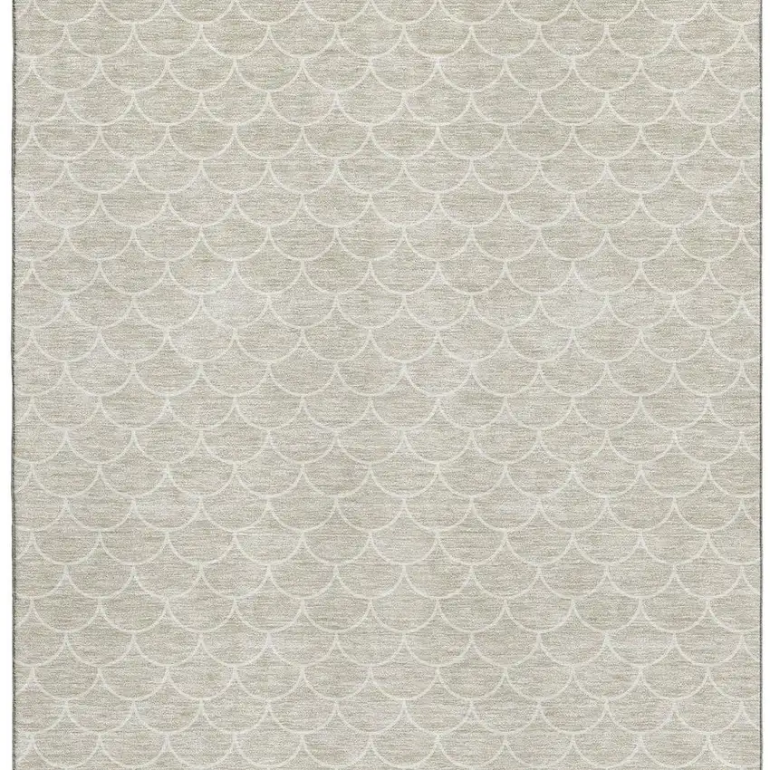 Beige And Ivory Geometric Washable Area Rug With UV Protection Photo 3