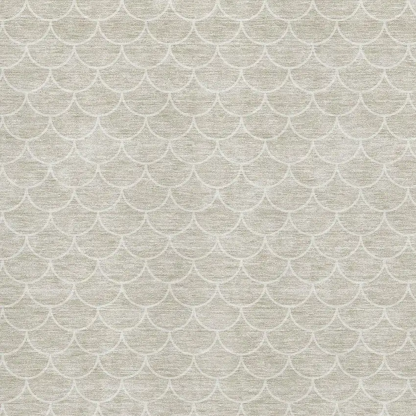 Beige And Ivory Geometric Washable Area Rug With UV Protection Photo 2