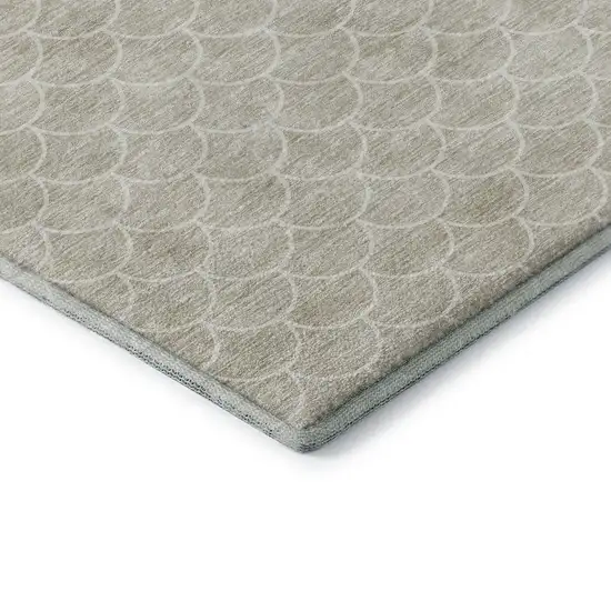 Beige And Ivory Geometric Washable Area Rug With UV Protection Photo 7