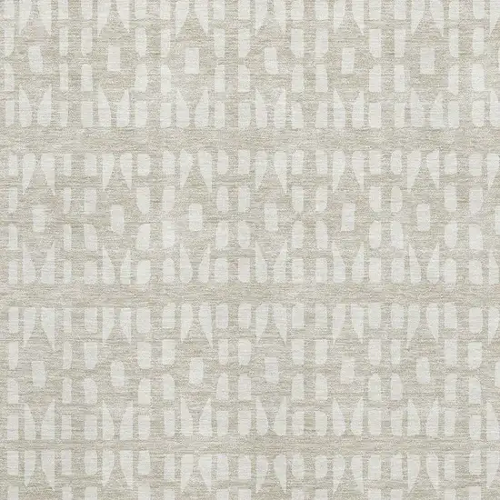 Beige And Ivory Geometric Washable Area Rug With UV Protection Photo 2
