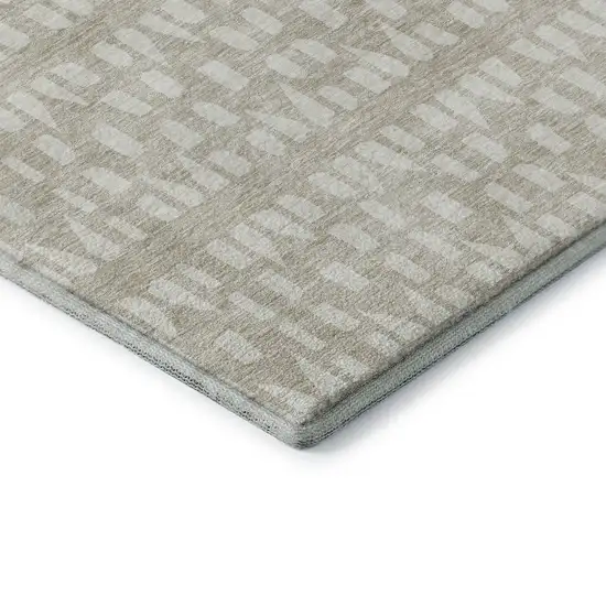 Beige And Ivory Geometric Washable Area Rug With UV Protection Photo 7