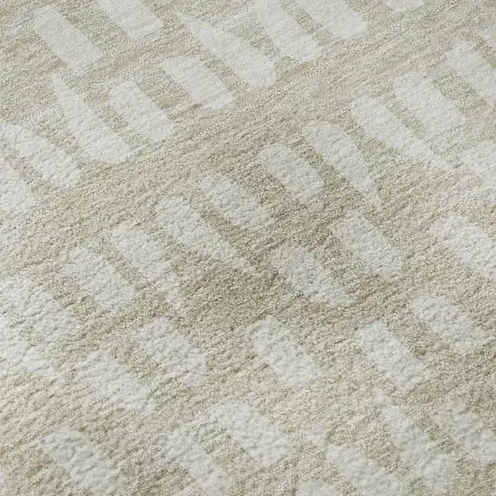 Beige And Ivory Geometric Washable Area Rug With UV Protection Photo 9