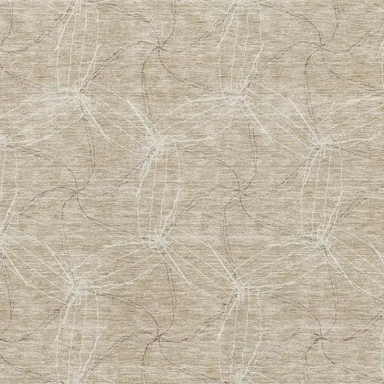 Beige And Ivory Geometric Washable Area Rug With UV Protection Photo 2