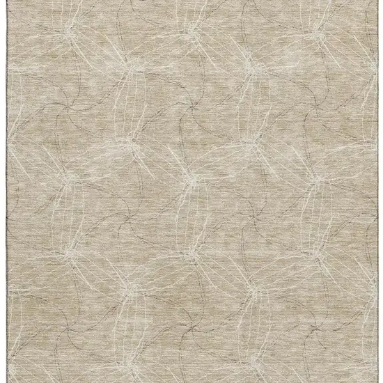Beige And Ivory Geometric Washable Area Rug With UV Protection Photo 3