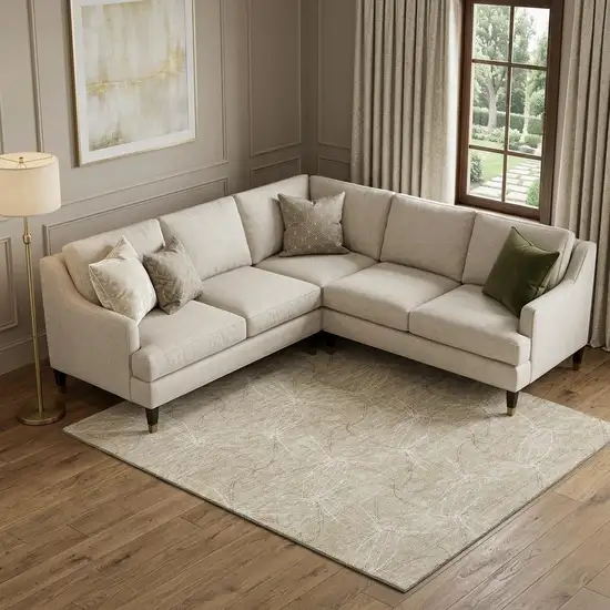 Beige And Ivory Geometric Washable Area Rug With UV Protection Photo 1