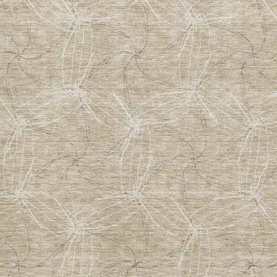 Beige And Ivory Geometric Washable Area Rug With UV Protection Photo 2