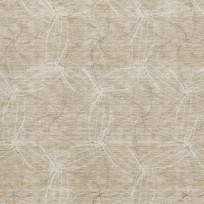 Beige And Ivory Geometric Washable Area Rug With UV Protection Photo 2