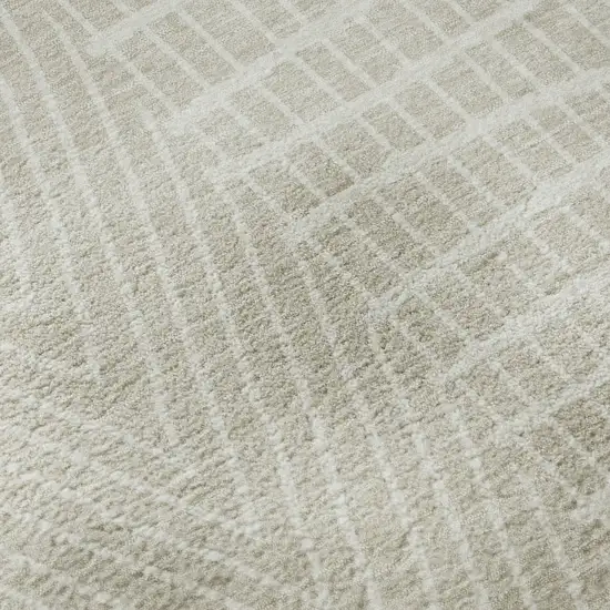 Beige And Ivory Geometric Washable Area Rug With UV Protection Photo 7