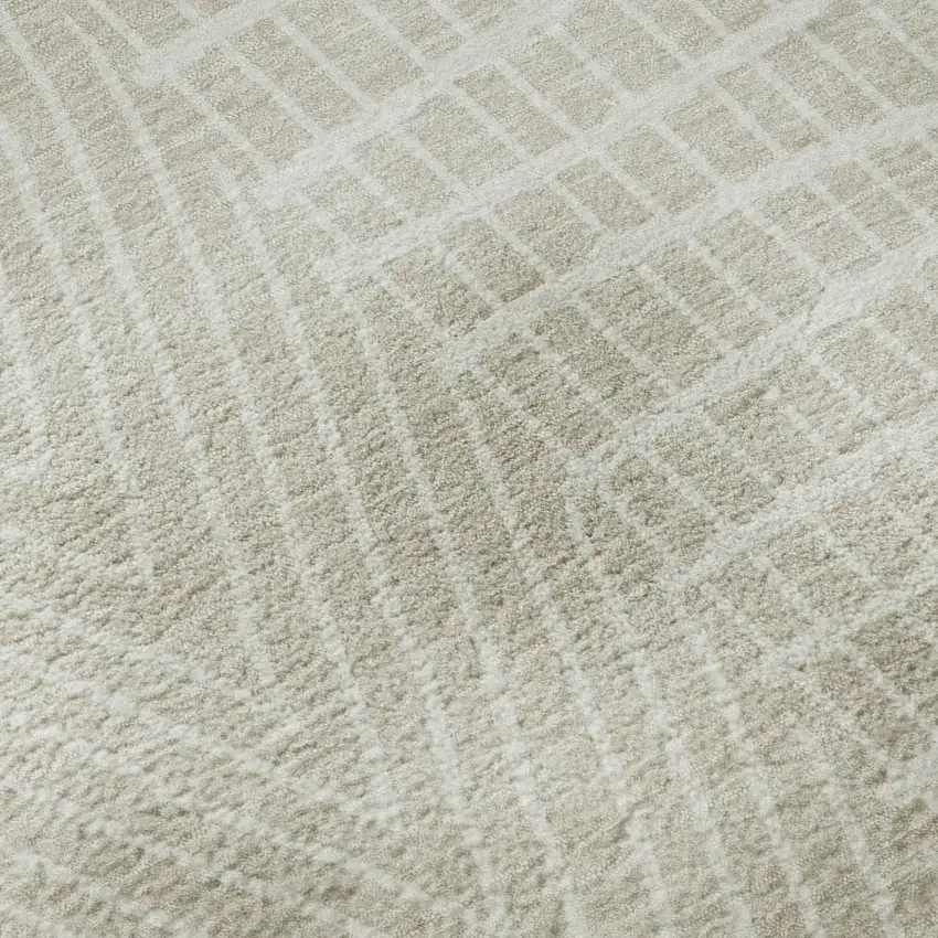 Beige And Ivory Geometric Washable Area Rug With UV Protection Photo 7
