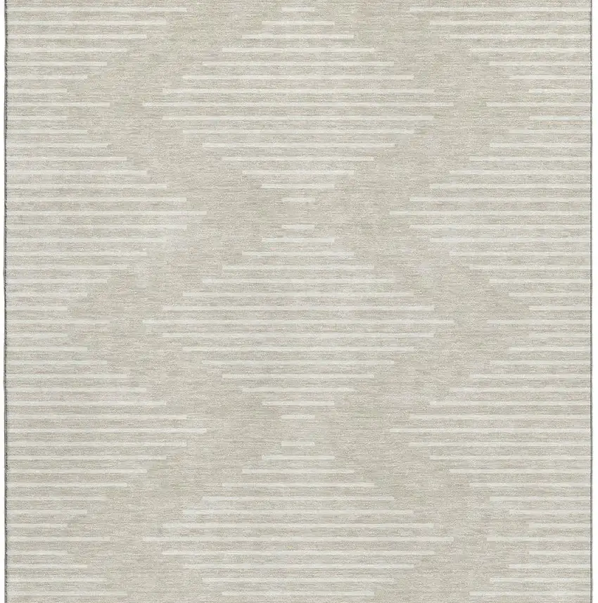 Beige And Ivory Geometric Washable Area Rug With UV Protection Photo 2