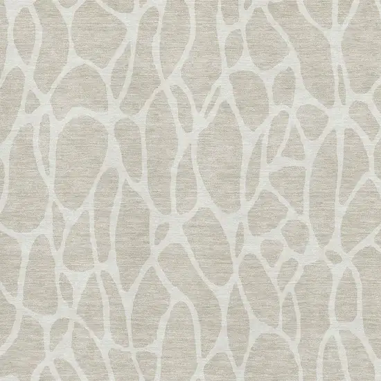 Beige And Ivory Geometric Washable Area Rug With UV Protection Photo 3