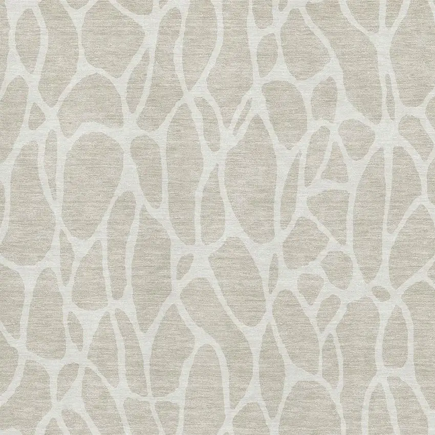 Beige And Ivory Geometric Washable Area Rug With UV Protection Photo 3