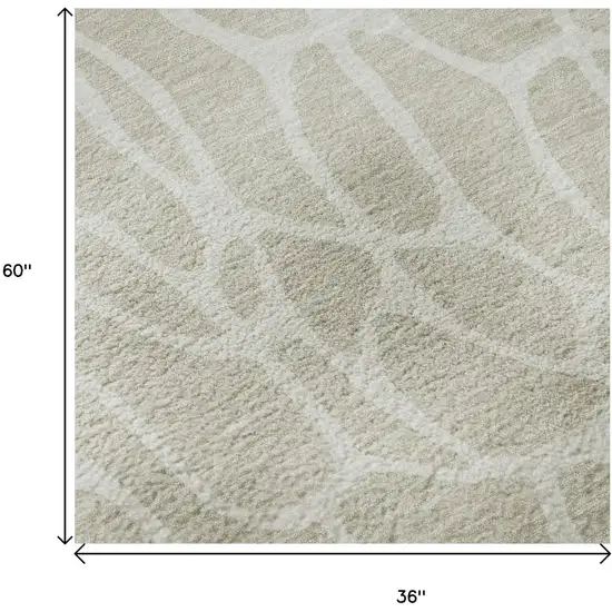 Beige And Ivory Geometric Washable Area Rug With UV Protection Photo 9