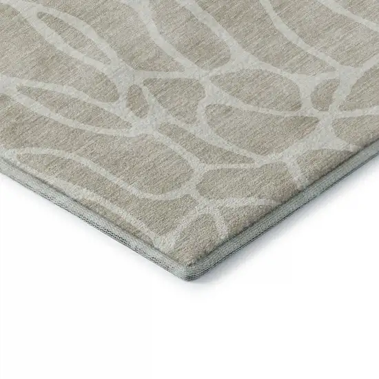 Beige And Ivory Geometric Washable Area Rug With UV Protection Photo 7