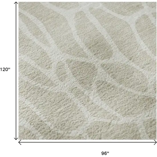 Beige And Ivory Geometric Washable Area Rug With UV Protection Photo 9