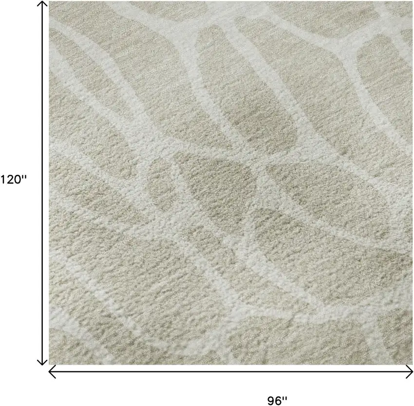 Beige And Ivory Geometric Washable Area Rug With UV Protection Photo 9