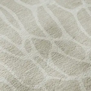 Photo of Beige And Ivory Geometric Washable Area Rug With UV Protection